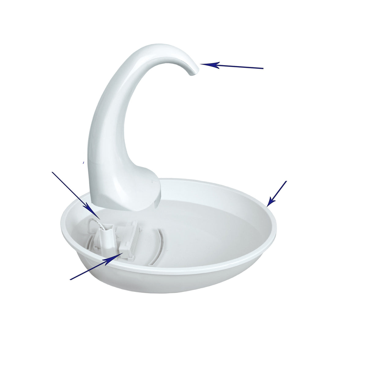 Pet water fountain with flowing water