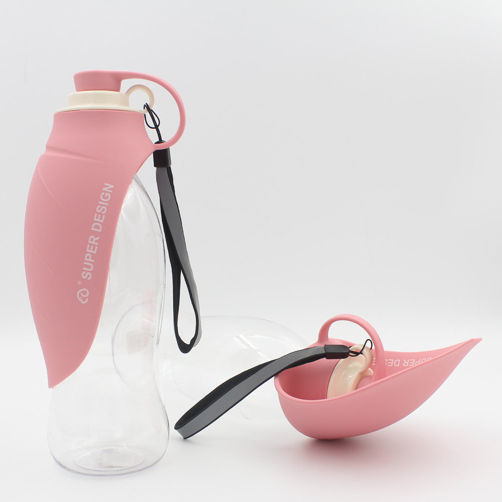 Portable pet water bottle for dog walks