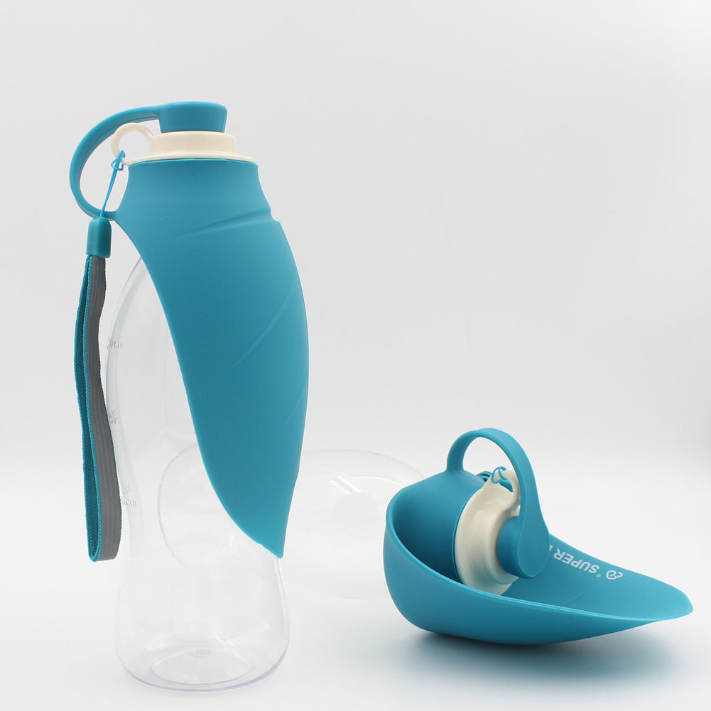 Portable pet water bottle flip cup design