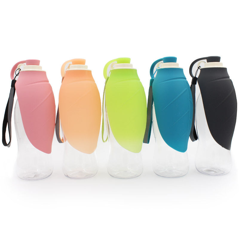 Portable pet water bottle for dog walks