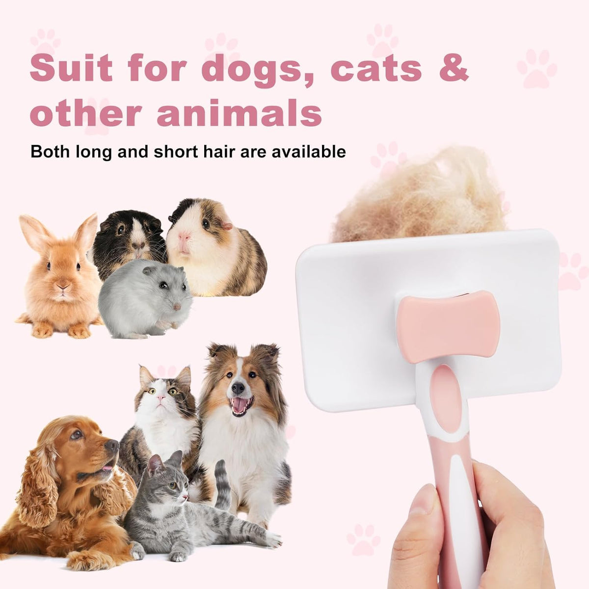 Self-cleaning slicker brush for dogs and cats