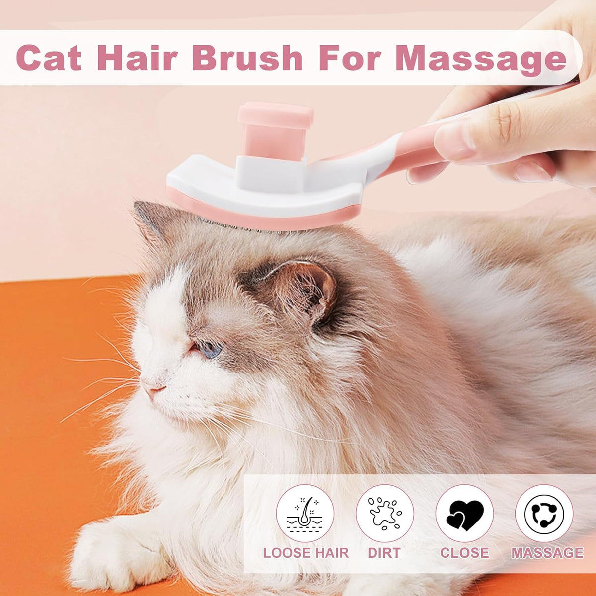 Self-cleaning slicker brush hair removal button