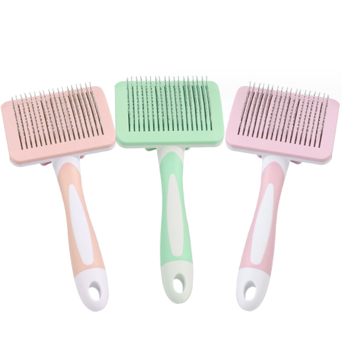Self-cleaning slicker brush for pet grooming