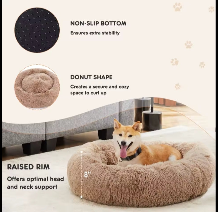 Calming donut pet bed raised rim design
