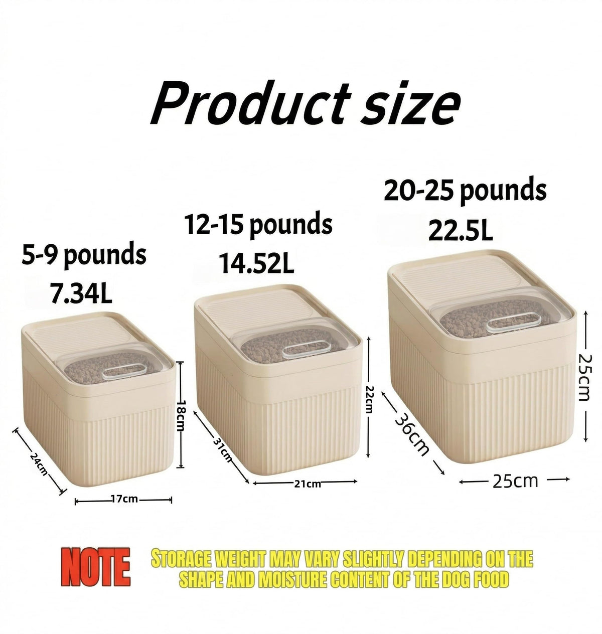 Airtight pet food storage container for pet food