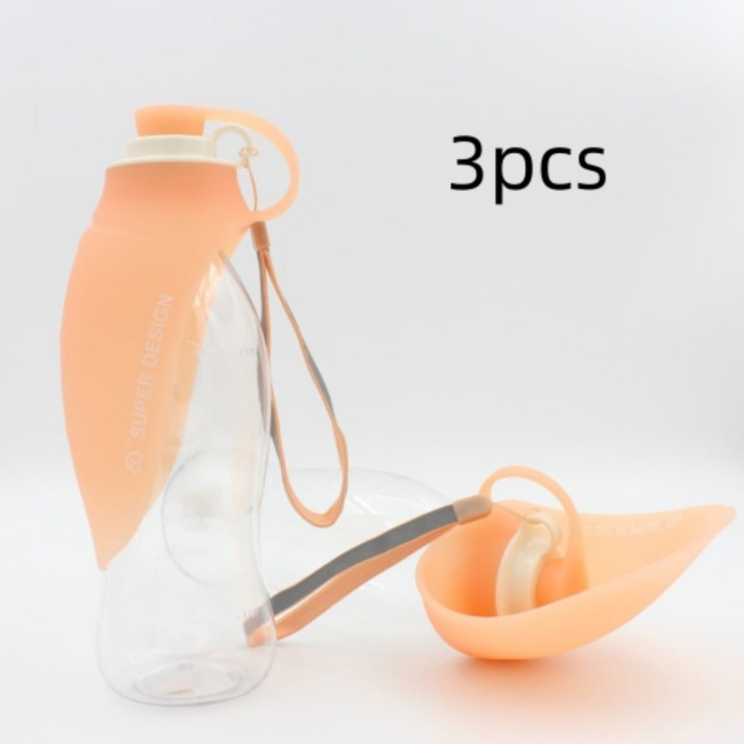 Portable pet water bottle for dog walks