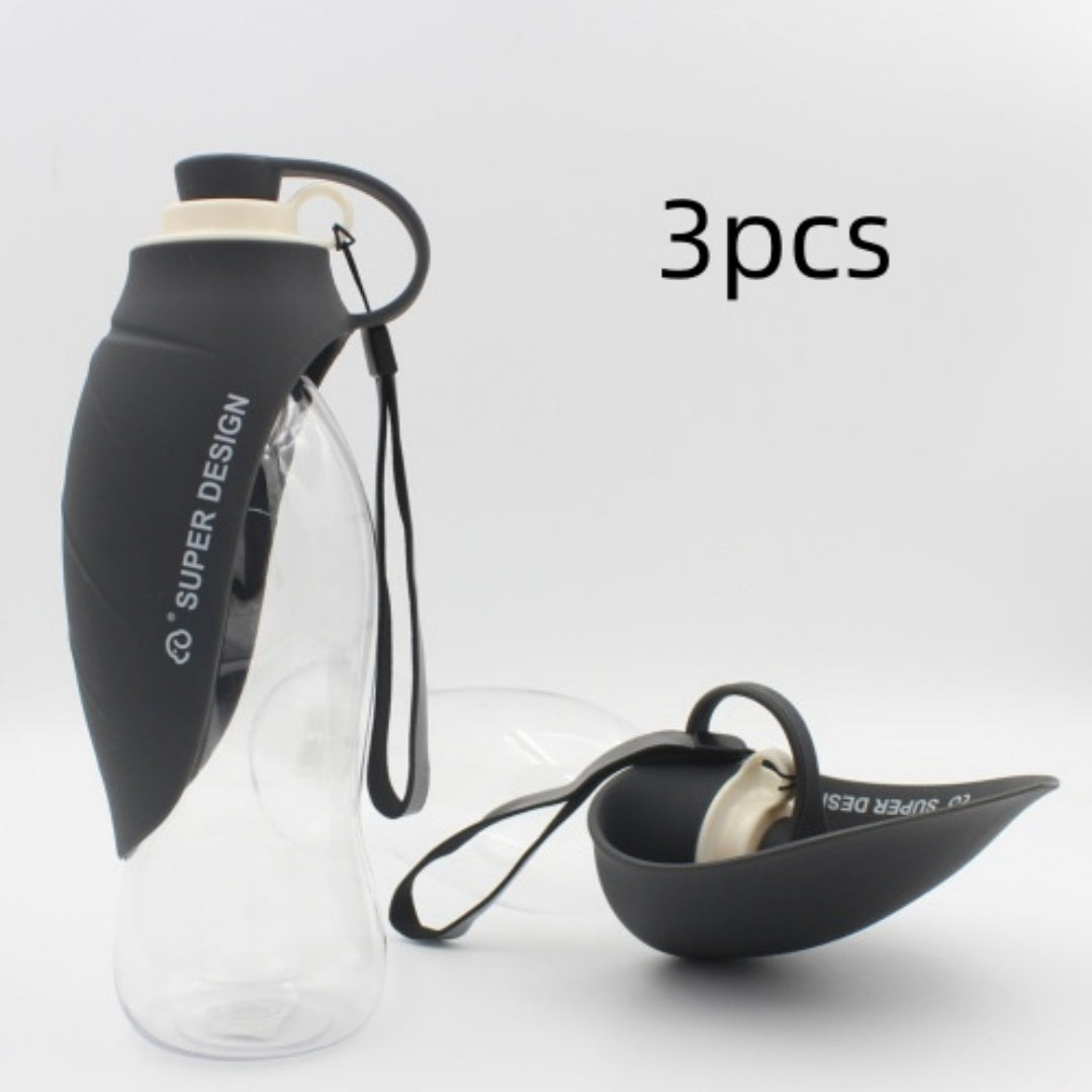 Portable pet water bottle with bowl