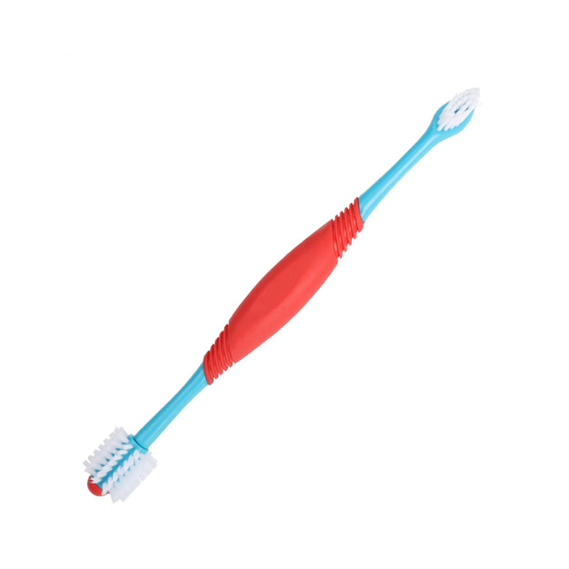 Pet dental care kit with dual-headed toothbrush