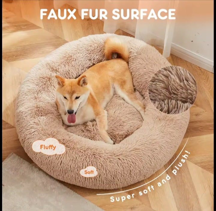Calming donut pet bed round cuddler