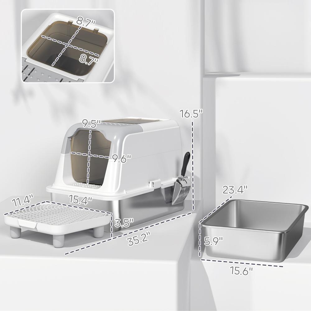 Cat litter box with litter catching pedal