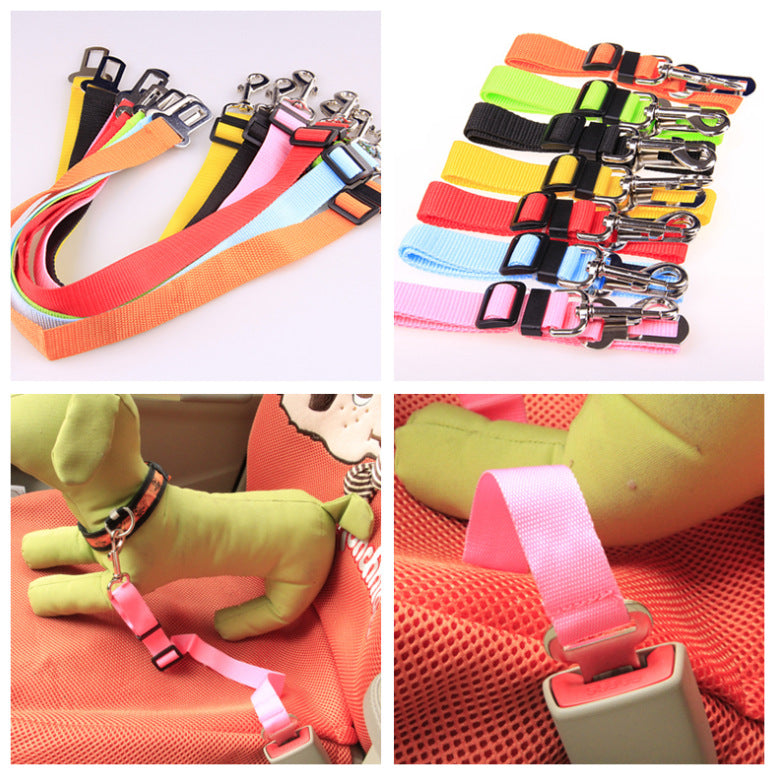 Pet car safety seat belt adjustable length
