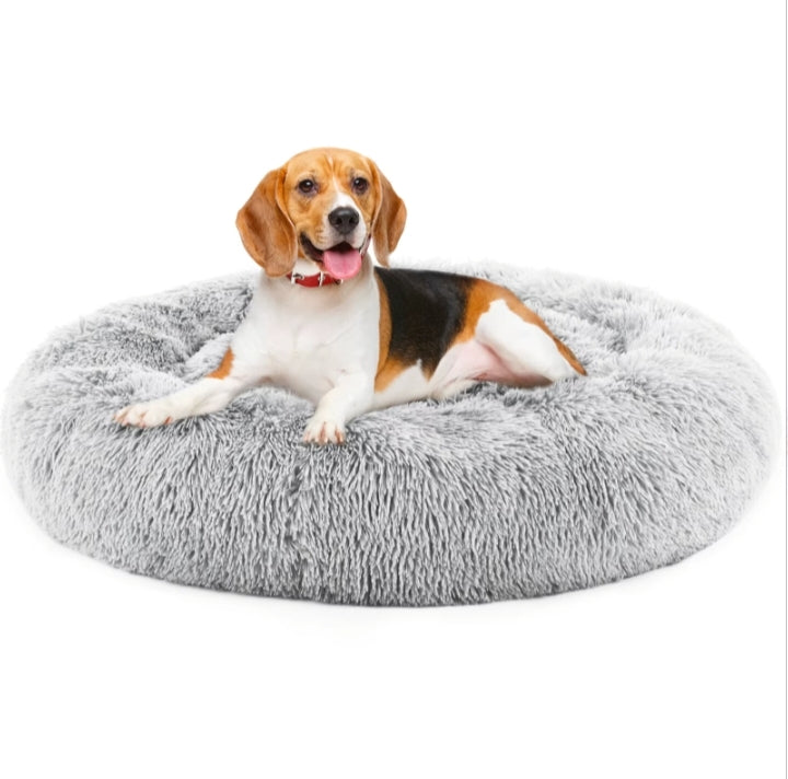 Calming donut pet bed soft faux fur