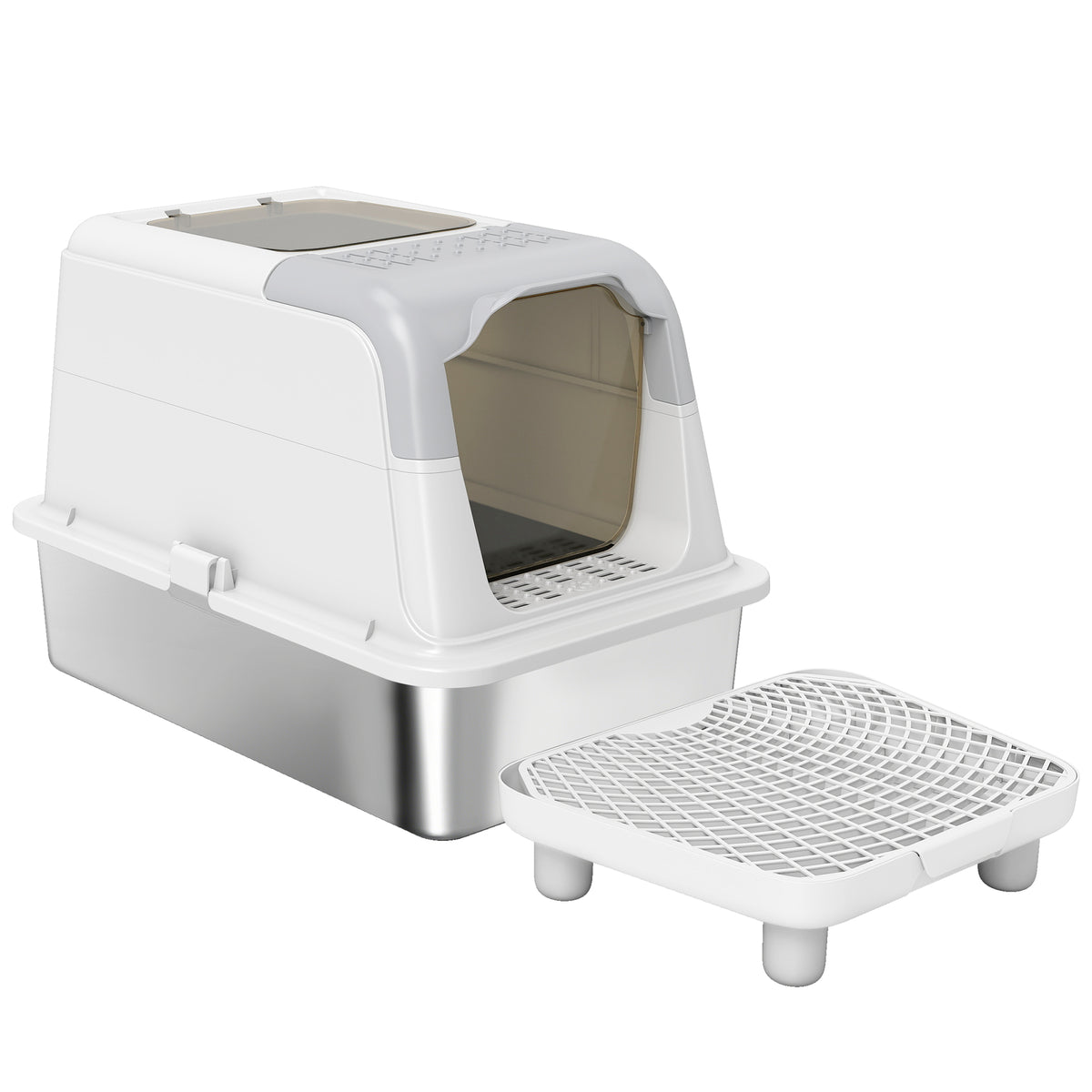 Cat litter box with front entrance