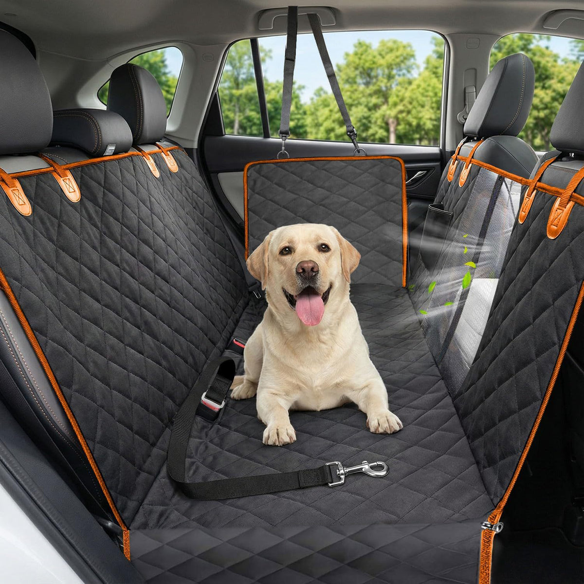 Dog car seat cover black and orange