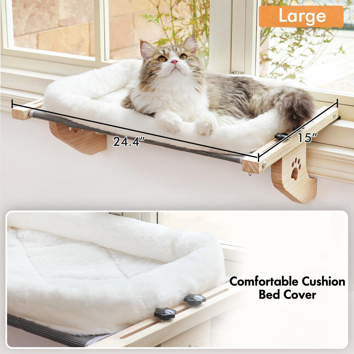 Window Cat Hammock with a comfortable cushion, providing a cozy spot for cats to relax by the window.