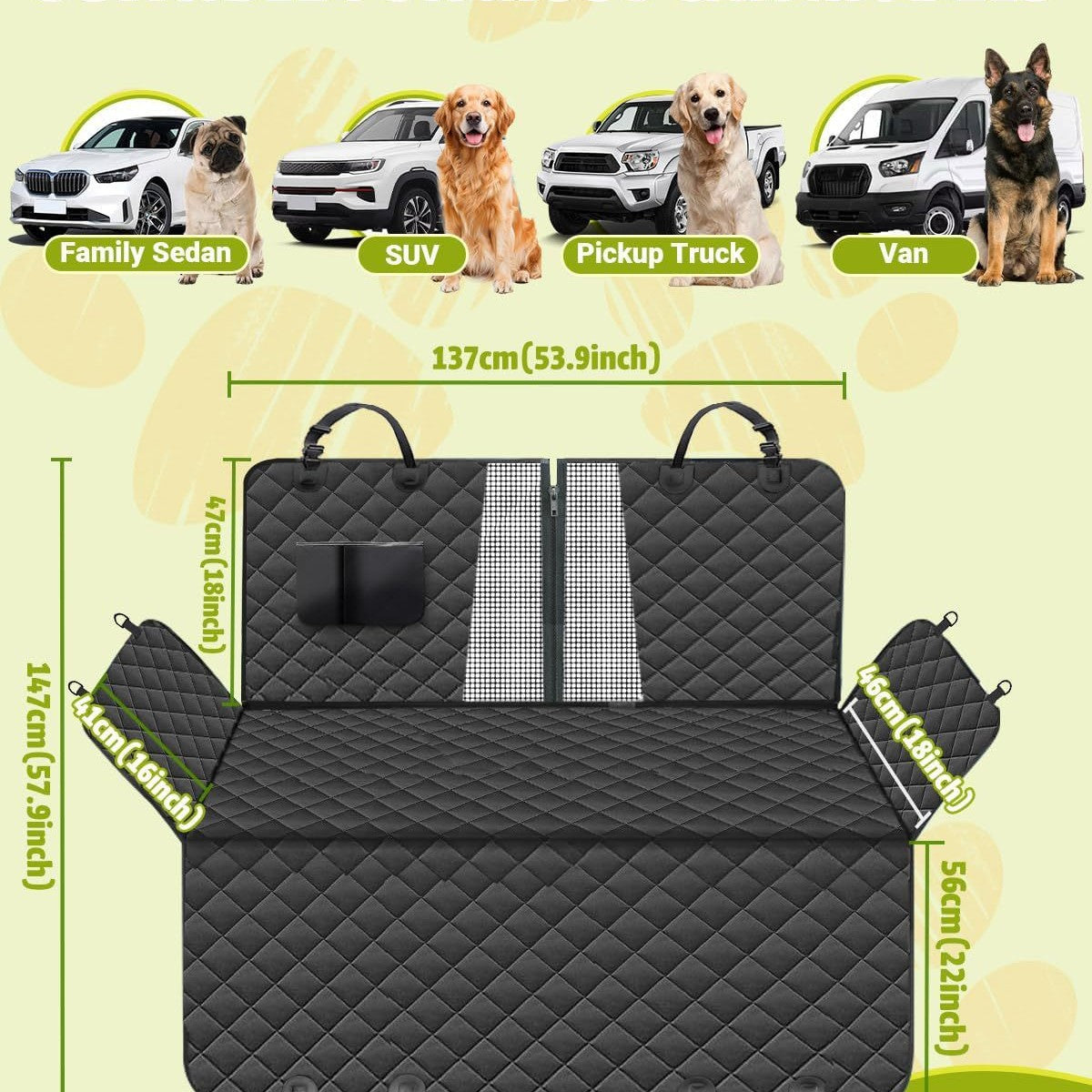 Dog car seat cover multi-piece set
