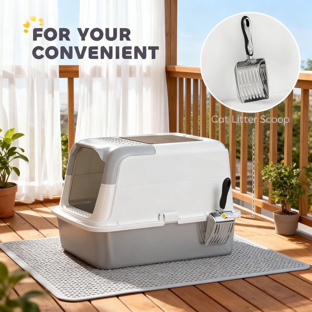 Cat litter box with top exit