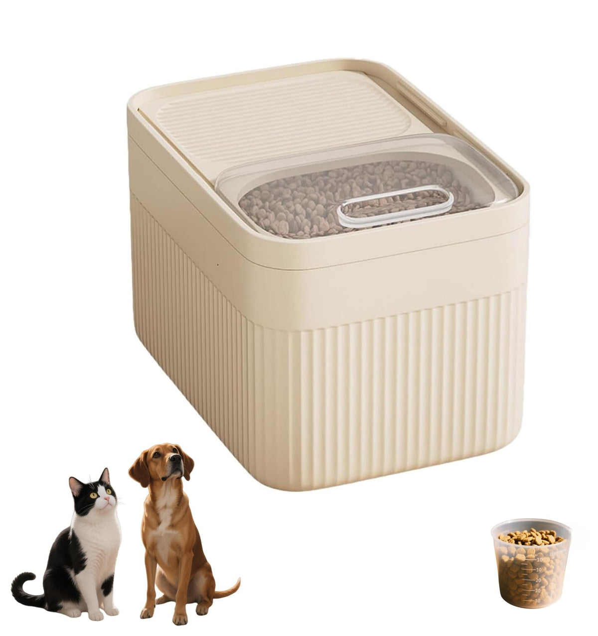 Airtight pet food storage container locking design