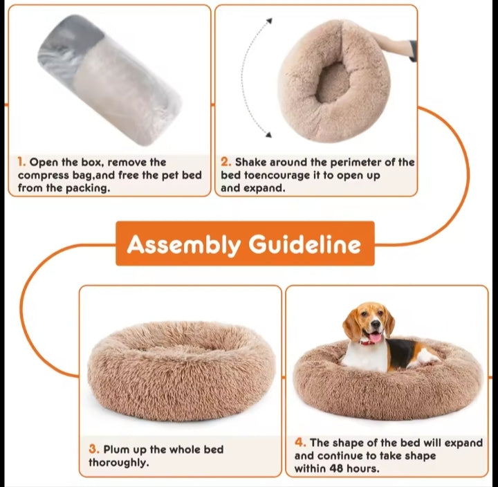Calming donut pet bed raised rim design