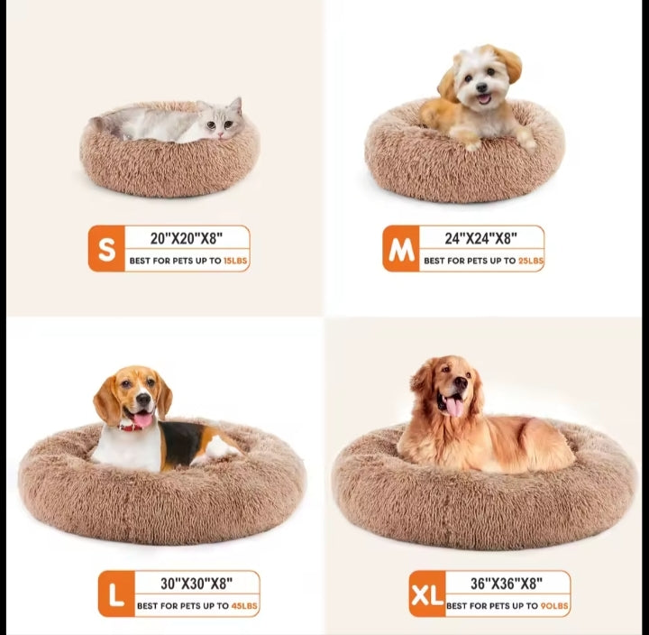 Calming donut pet bed for dogs and cats